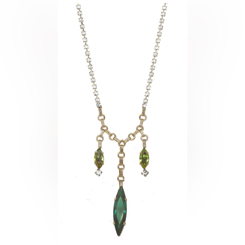 TOVA NEW Navi Gold Necklace w/ Emerald, Green & Clear High Quality Crystals - Picture 6 of 16